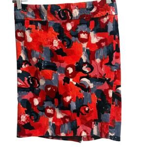 Vanessa Virginia Anthropologie Red Gray Corduroy Design Skirt Size 2